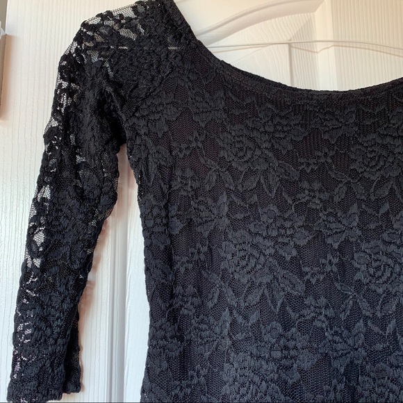 π Forever 21 Black Lace 3/4 Sleeve Top size S NWT - Picture 5 of 8